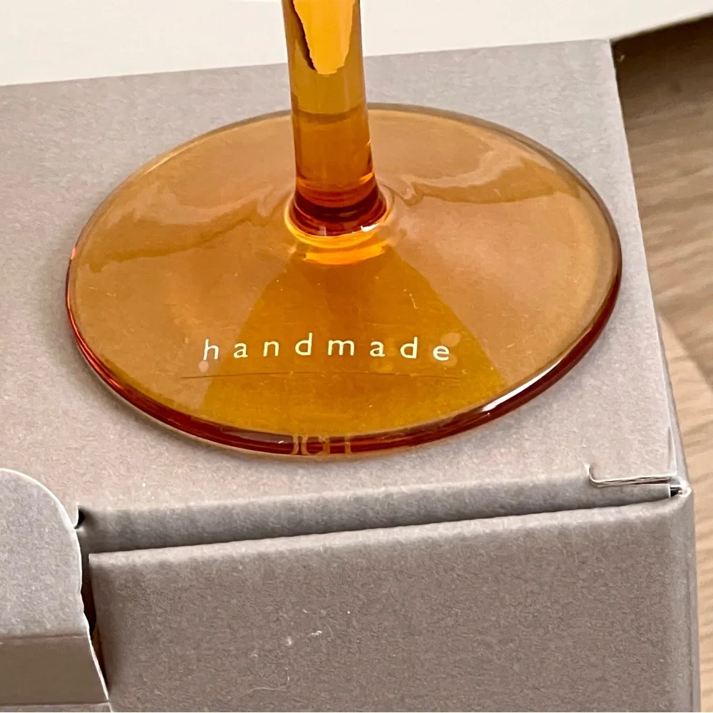 LSA Dapple Handmade Wine Glass‎ Sun Amber size 11oz 5” x 3.25” NIB set of 2